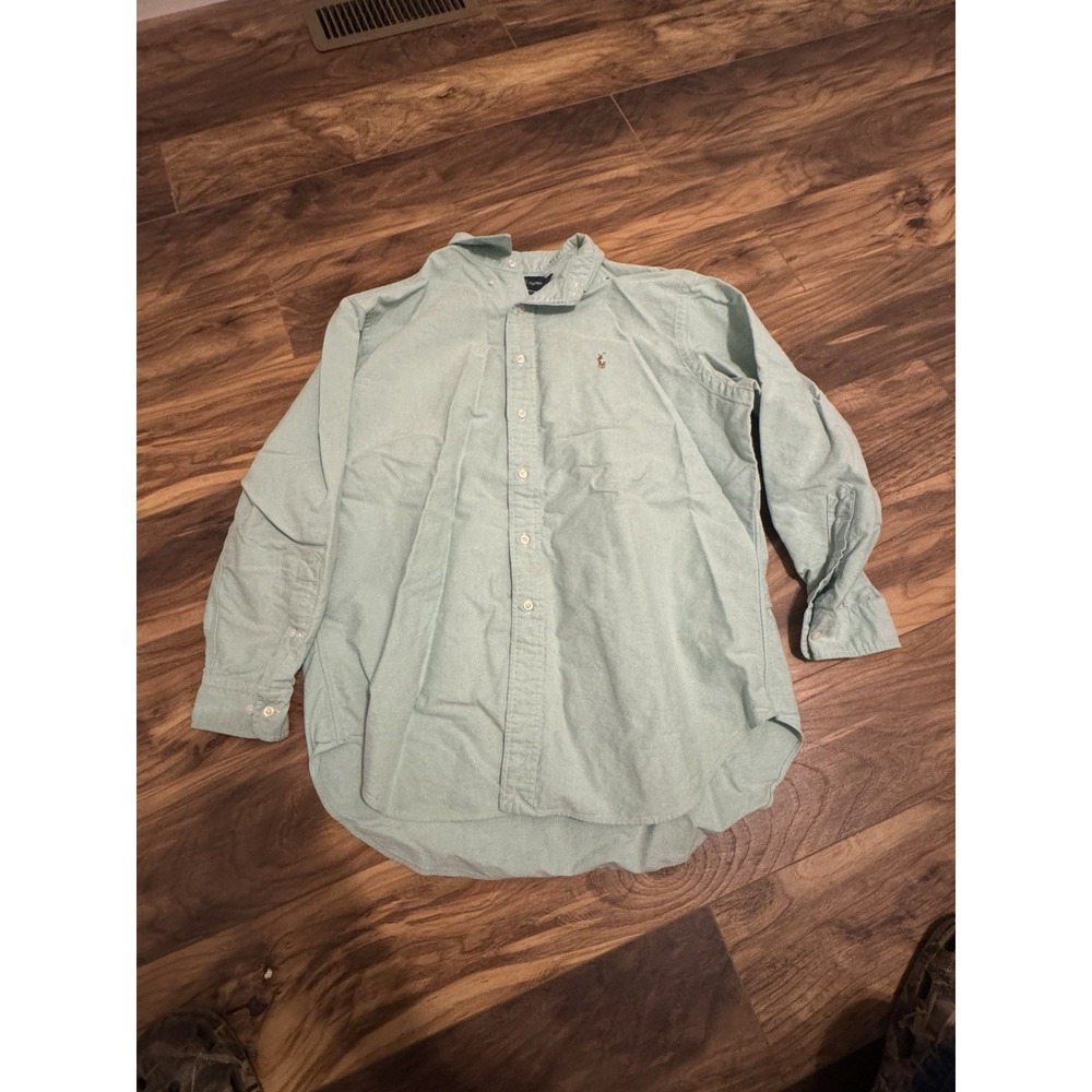Ralph Lauren Shirt Mens 17 -32/33 Green 100% Cotton Oxford Classic Fit